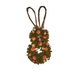 Bunny Shaped Wood Curl Floral Wreath. Easter  Spring decor
